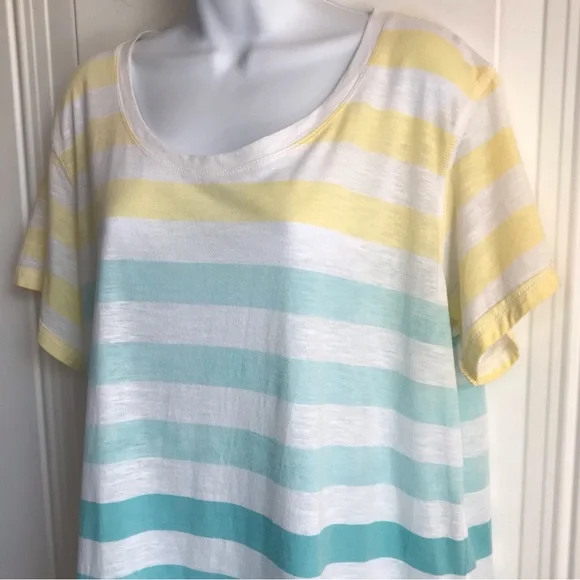 🔴 4/$15 a.n.a Yellow Teal White Stripe Short Sleeve Relaxed Fit T-Shirt size XL - Picture 7 of 14